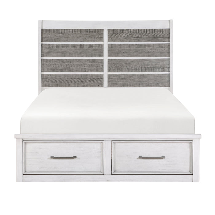 Ambrose Eastern King Platform Bed with Footboard Storage in Gray/White - 1303K-1EK