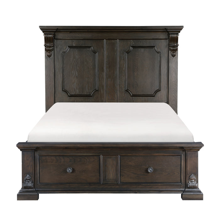 Cornwall Eastern King Platform Bed with Footboard Storage in Espresso - 1325K-1EK