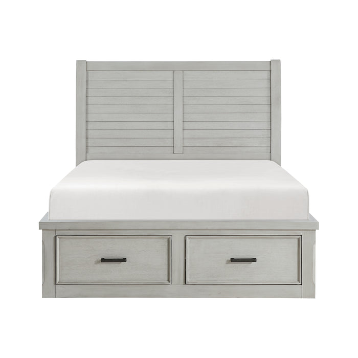 Willowbrook Queen Platform Bed with Footboard Storage in Gray - 1337-1