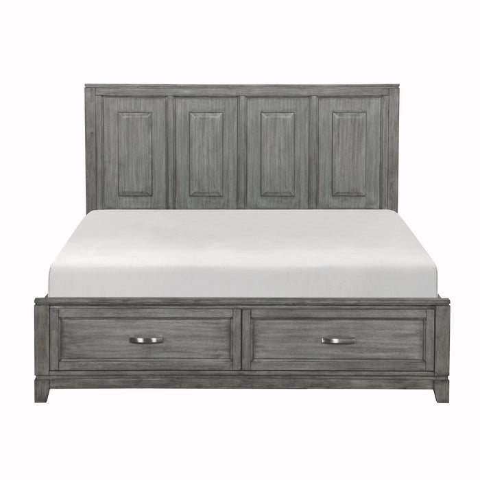 Garretson Eastern King Platform Bed with Footboard Storage in Gray - 1450K-1EK