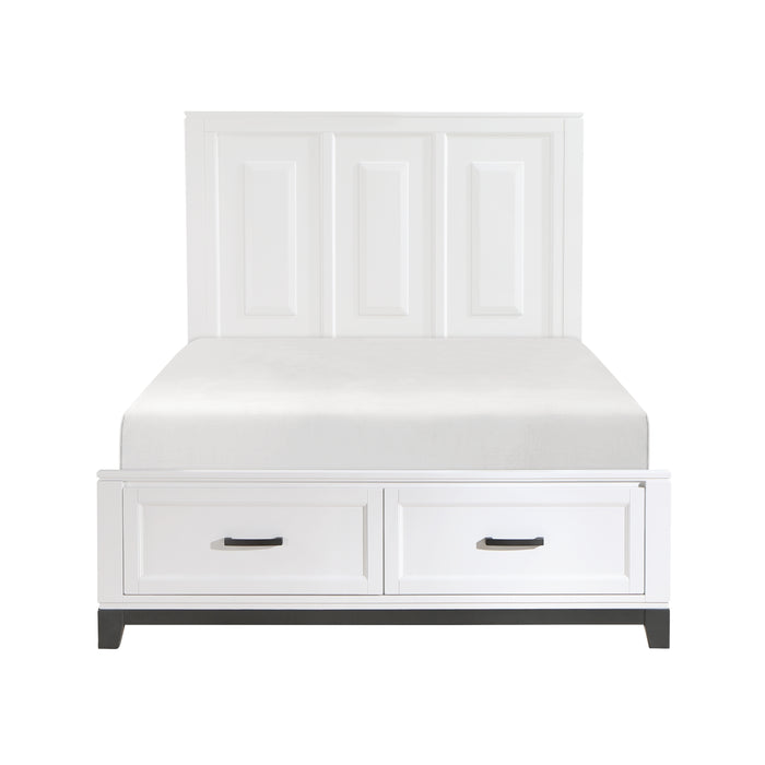 Garretson Queen Platform Bed with Footboard Storage in White - 1450WH-1