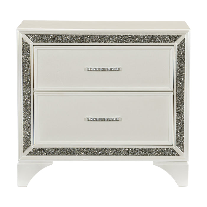 Salon Nightstand in Gold/Silver/Champagne/White - 1572W-4