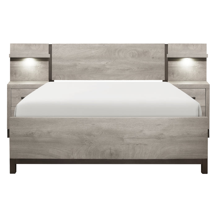 Zephyr 5pc Set Queen Wall Bed (QB+2NS+2NS-P) in Gray - 1577-1WB