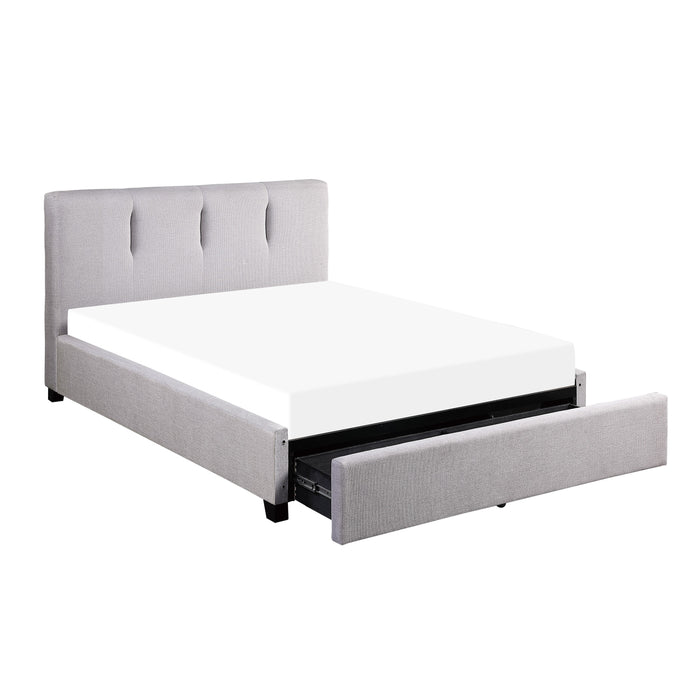 Aitana Eastern King Platform Bed with Storage Drawer in Gray - 1632K-1EKDW