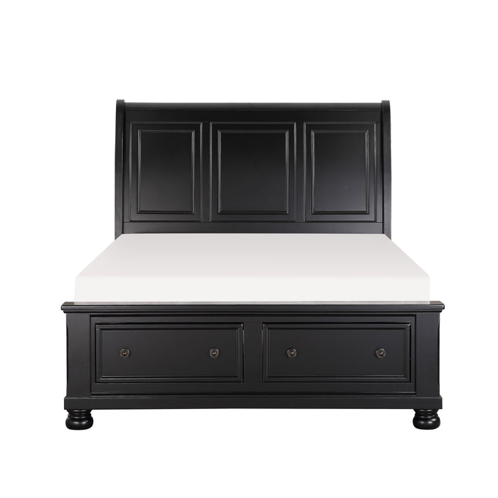 Laurelin Eastern King Sleigh Platform Bed with Footboard Storage in Black - 1714KBK-1EK