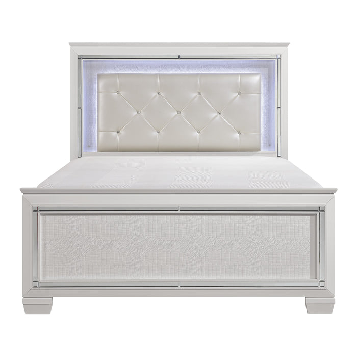 Allura (3)Queen Bed, LED Lighting in White/Transparent - 1916W-1*