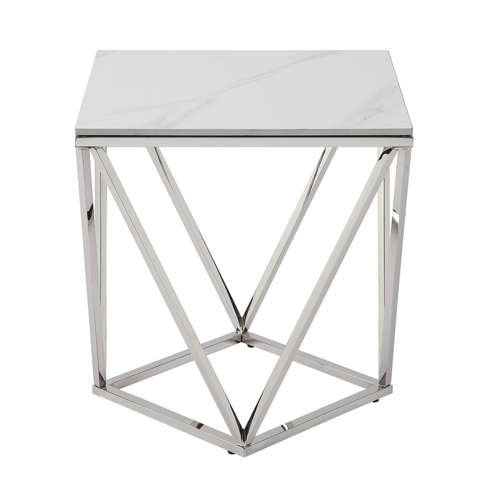Alfeo End Table in Silver/White - 3694-04