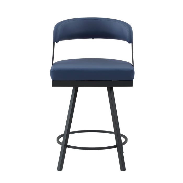 Crowley Swivel Counter Height Chair in Black/Blue - 5565-24BU