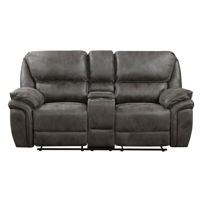 Proctor Double Reclining Loveseat with Center Console in Gray - 8517GRY-2