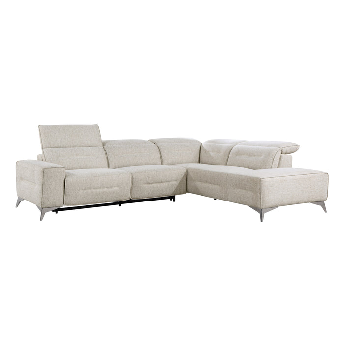 Adahlia 2-Piece Power Reclining Sectional with Right Chaise in Beige - 9414*SCPW