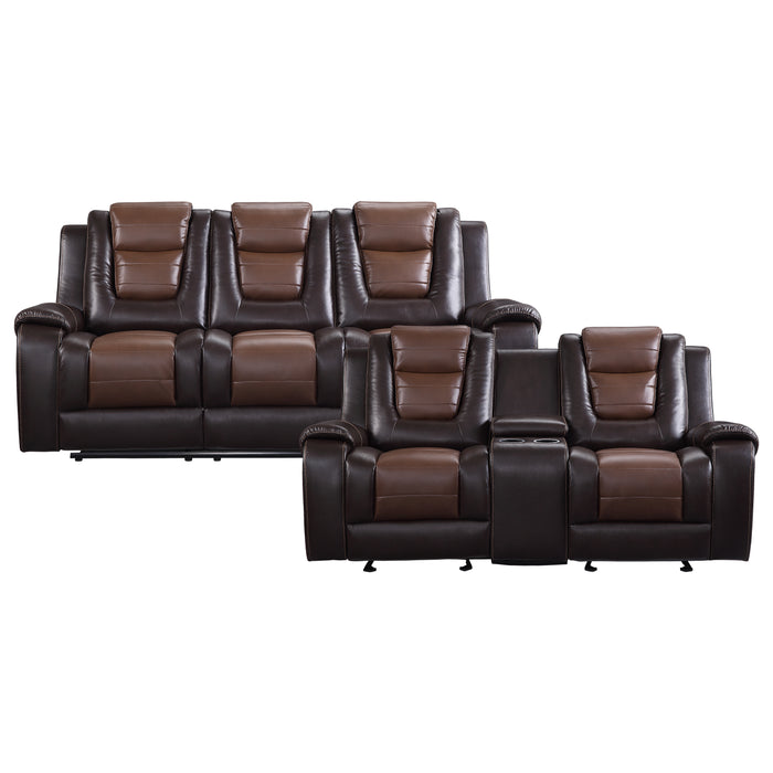 Briscoe 2pc Set: Sofa, Love in Brown - 9470BR*2
