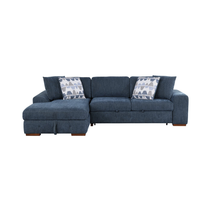 Raife 2-Piece Sectional with Left Chaise in Blue - 9624BU*2LC2R