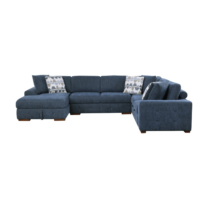 Raife 4-Piece Sectional with Left Chaise in Blue - 9624BU*42RLC