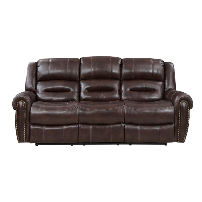 Center Hill DOUBLE RECLINING SOFA WITH CENTER DROP-DOWN CUP HOLDERS in Brown - 9668NBR-3