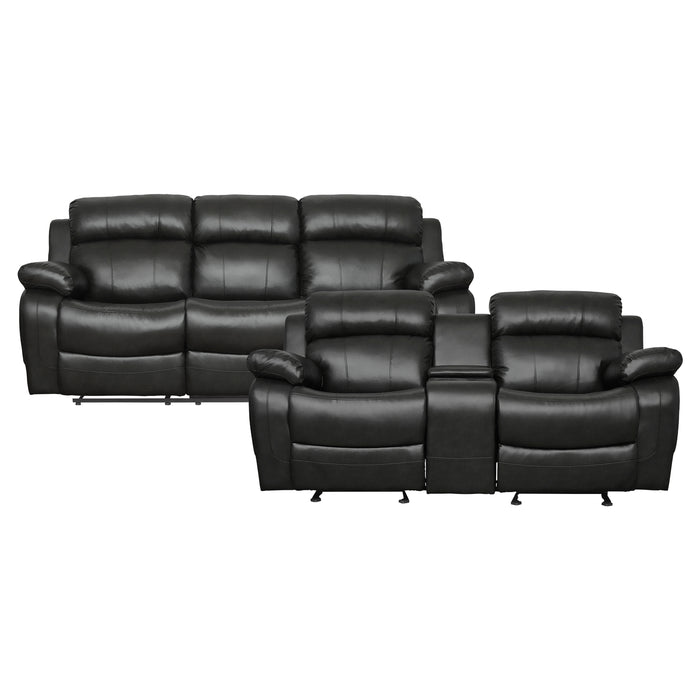 Marille 2pc Set: Sofa, Love in Black - 9724BLK*2