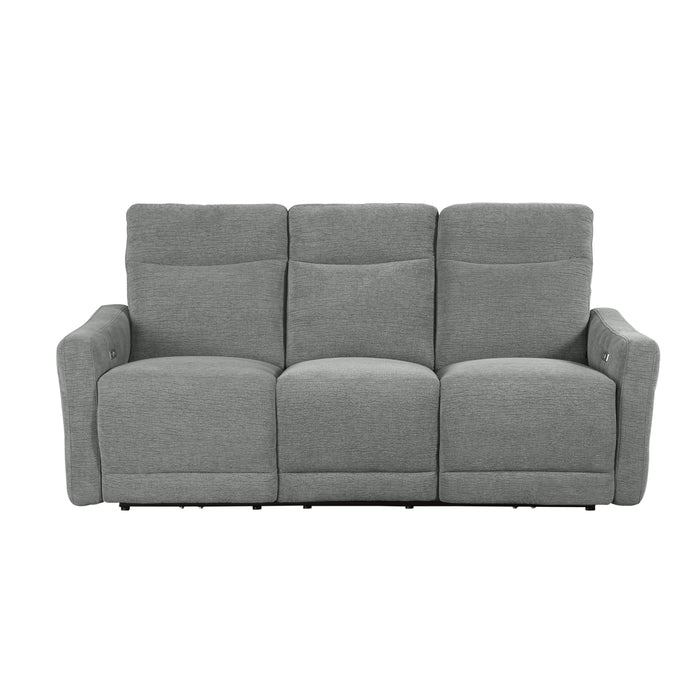 Edition Power Double Lay Flat Reclining Sofa with Power Headrests and USB Ports in Gray - 9804DV-3PWH