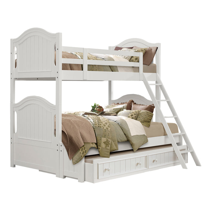 Clementine (5) Twin/Full Bunk Bed with Twin Trundle in White - B1799-1F*R