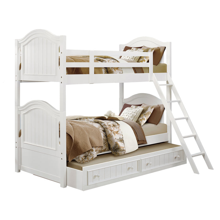 Clementine (4) Twin/Twin Bunk Bed with Twin Trundle in White - B1799-1*R
