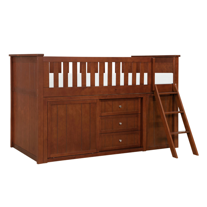 Rowe (5) Low Loft Bunk with Bookcase and Dresser in Natural/Pine - B2013LLDC-1*BCDR