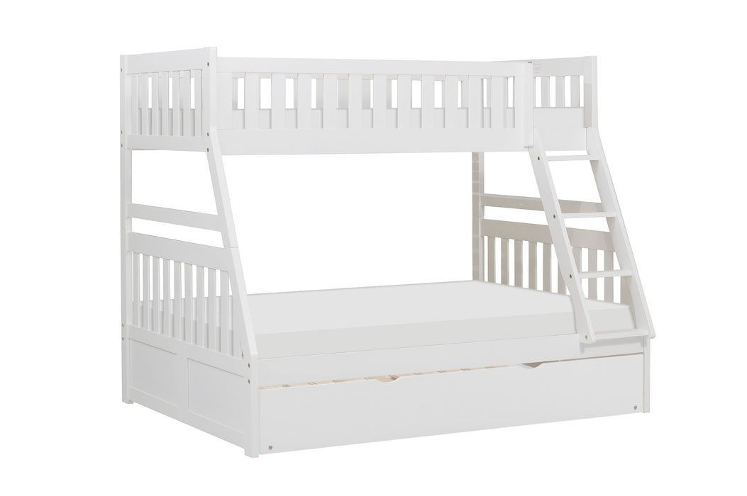 Galen (4) Twin/Full Bunk Bed with Twin Trundle in White - B2053TFW-1*R