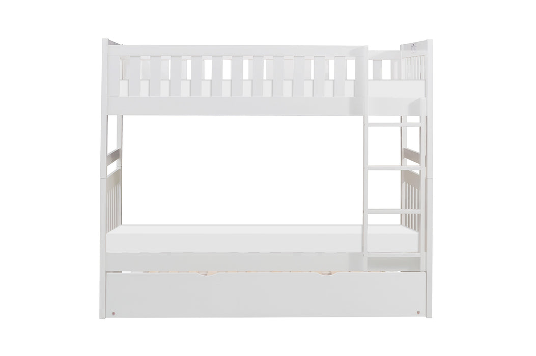 Galen (4) Twin/Twin Bunk Bed with Twin Trundle in White - B2053W-1*R