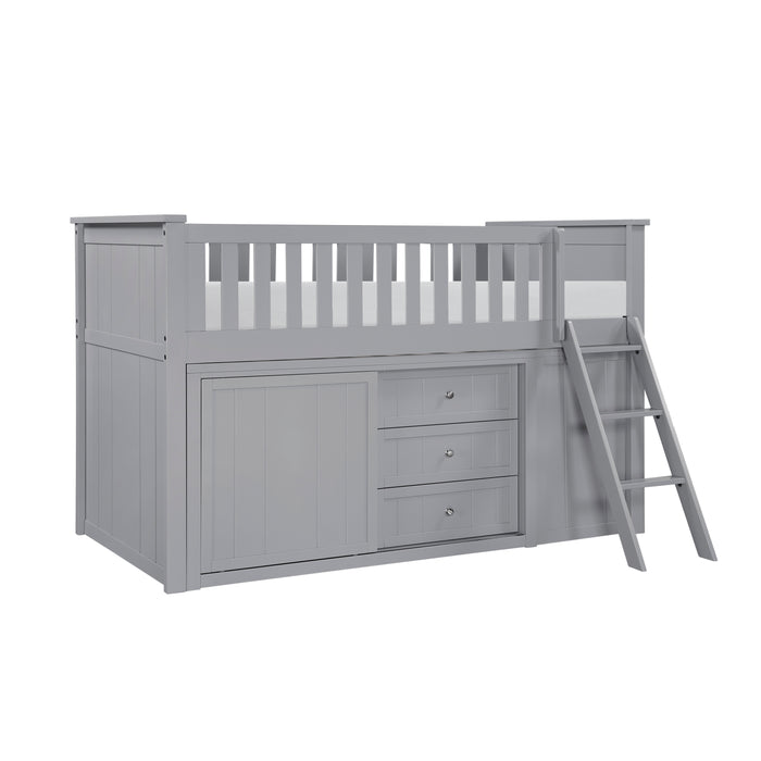 Orion (5) Low Loft Bunk with Bookcase and Dresser in Gray - B2063LL-1*BCDR