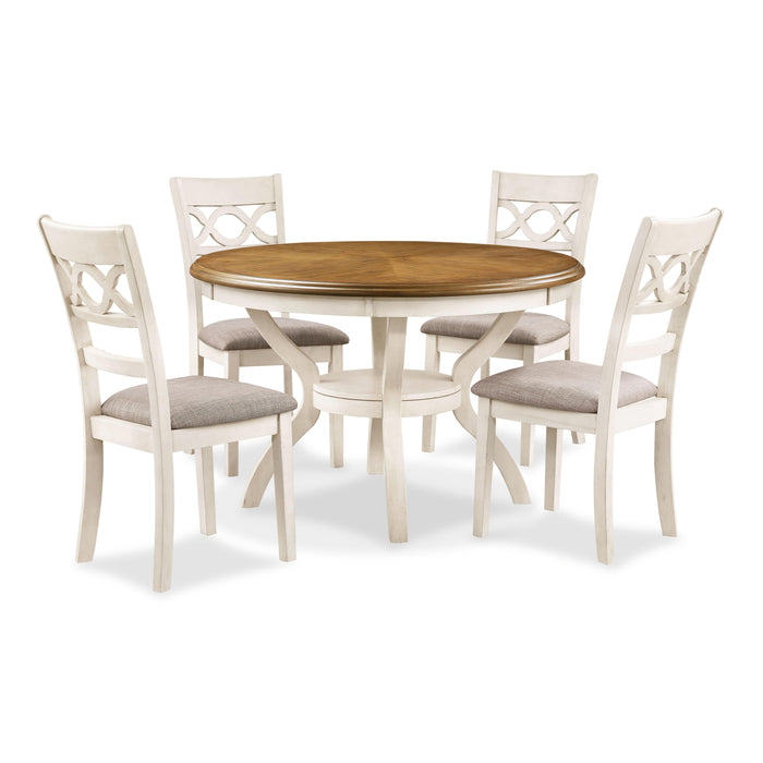CORI ROUND DINING 5 PC SET-BISQUE/BROWN