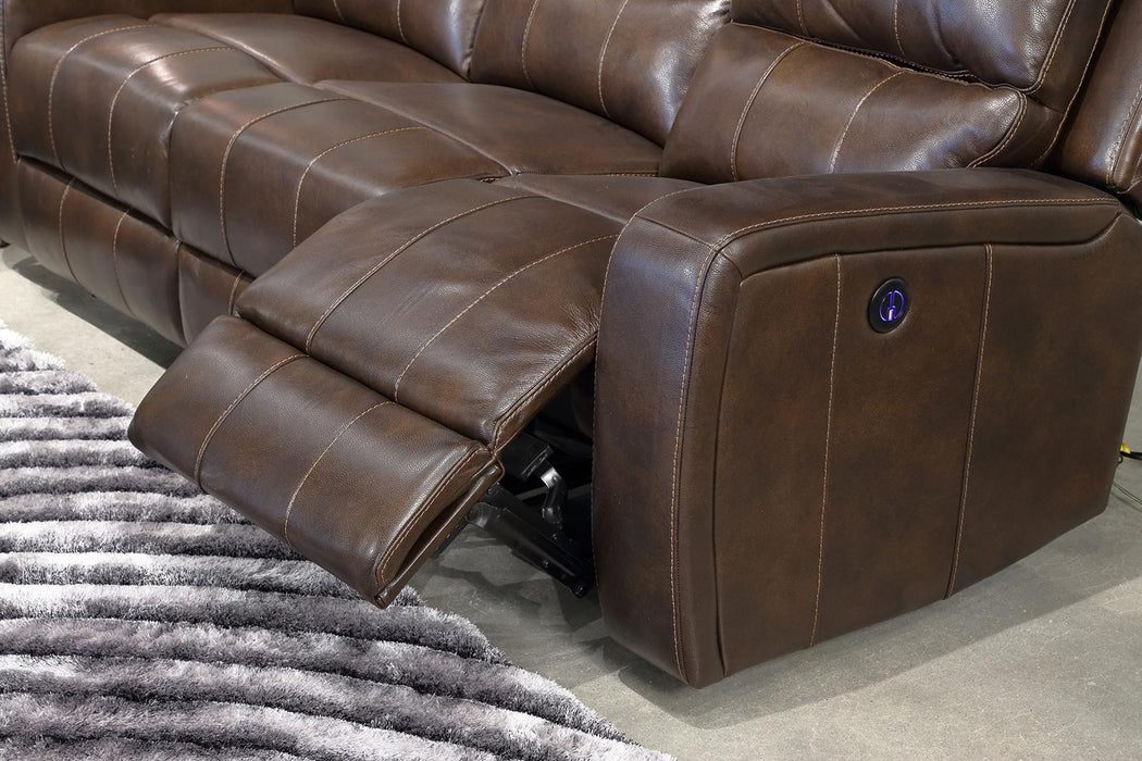 New Classic Furniture Linton Console Loveseat with Dual Recliners in Brown