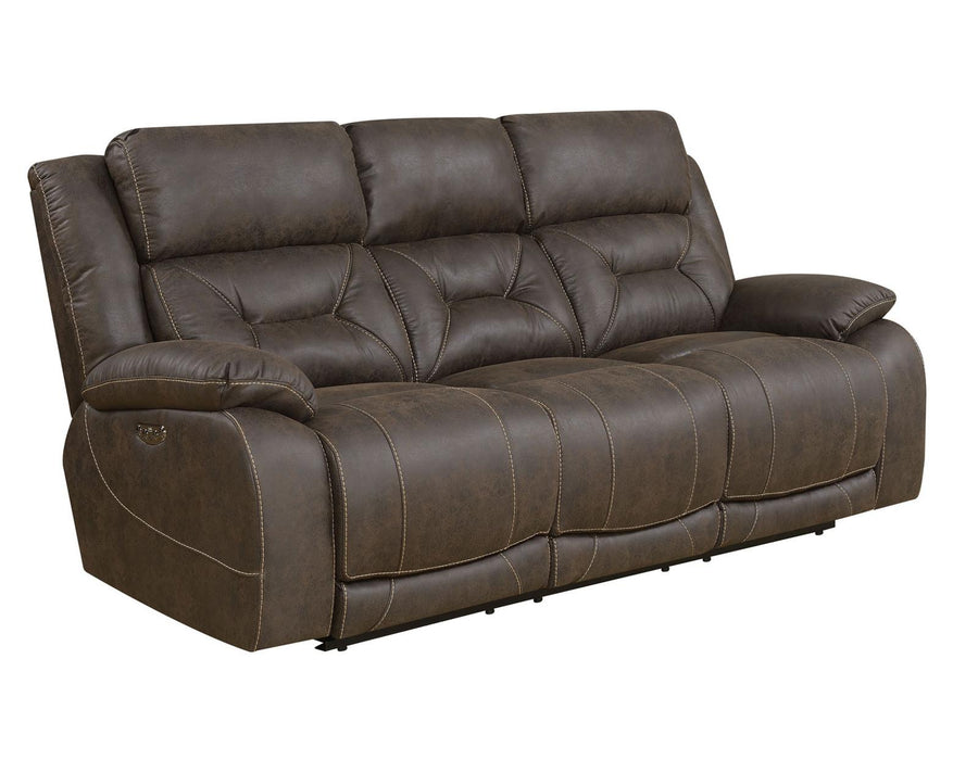 Steve Silver Aria Dual Power Reclining Sofa in Saddle Brown