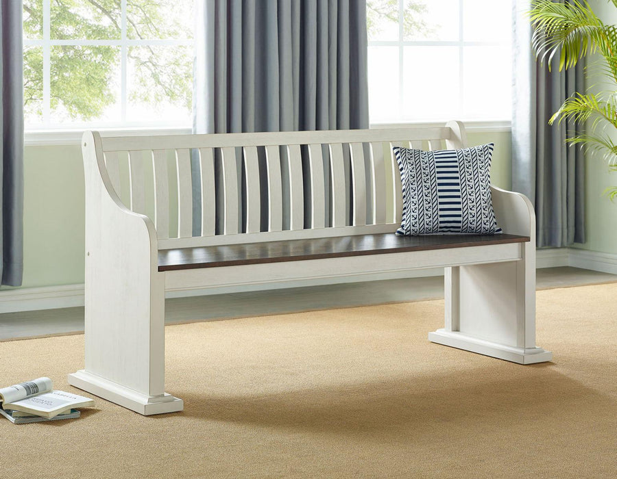 Steve Silver Joanna Bench with Back in Two-tone Ivory and Mocha