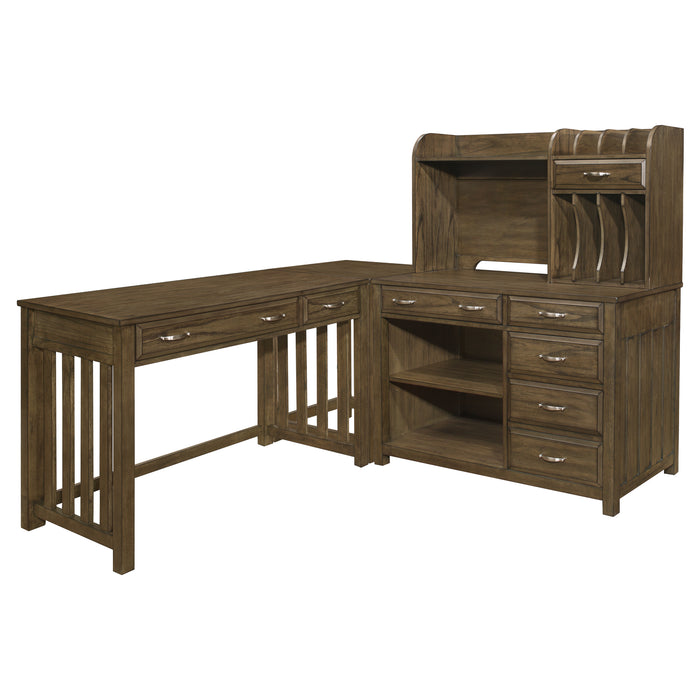 Blanche 4pc Corner Desk (Desk+Corner+Credenza+Hutch) in Brown - 4522*4