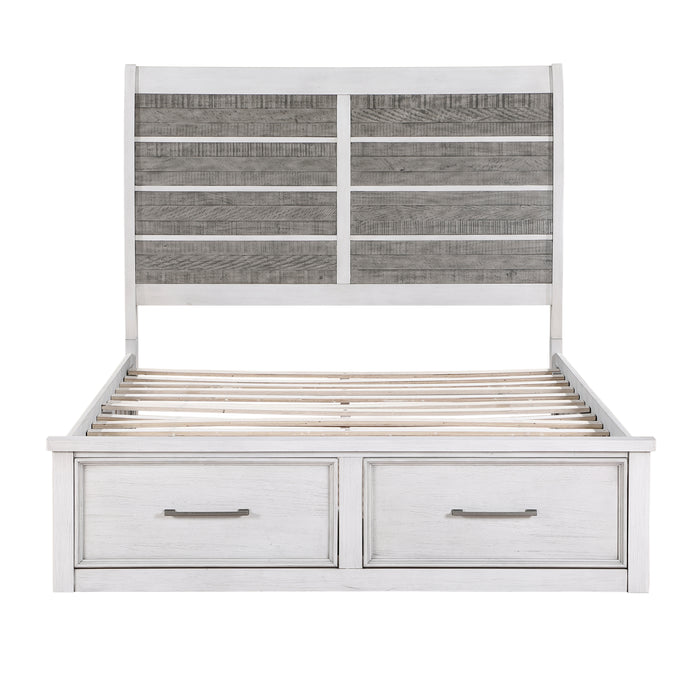 Ambrose Eastern King Platform Bed with Footboard Storage in Gray/White - 1303K-1EK