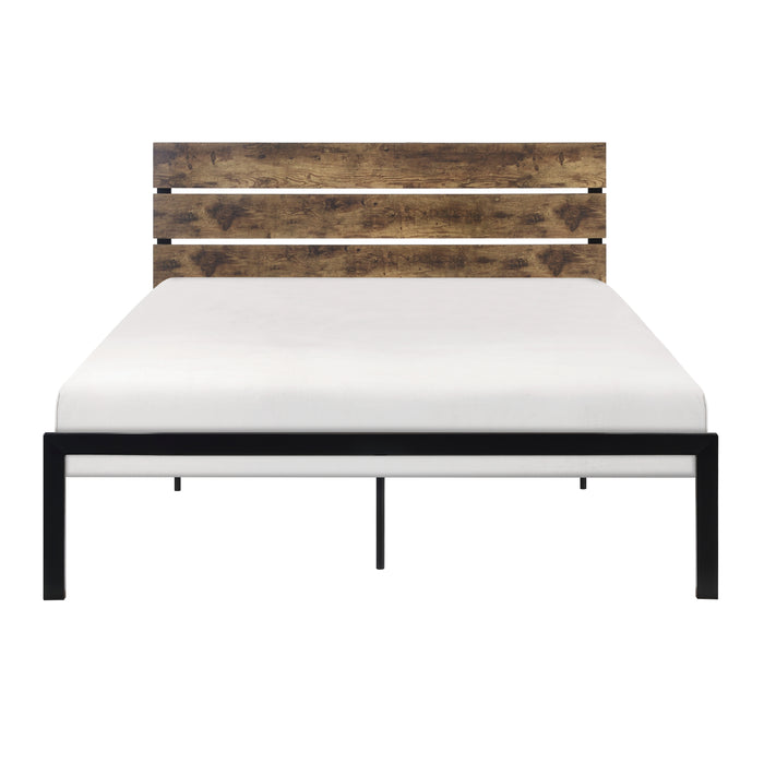 Marshall Queen Platform Bed in Black/Brown - 1611-1