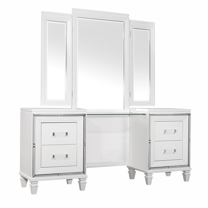 Tamsin (3) Vanity Dresser with Mirror in White/Transparent - 1616W-15*