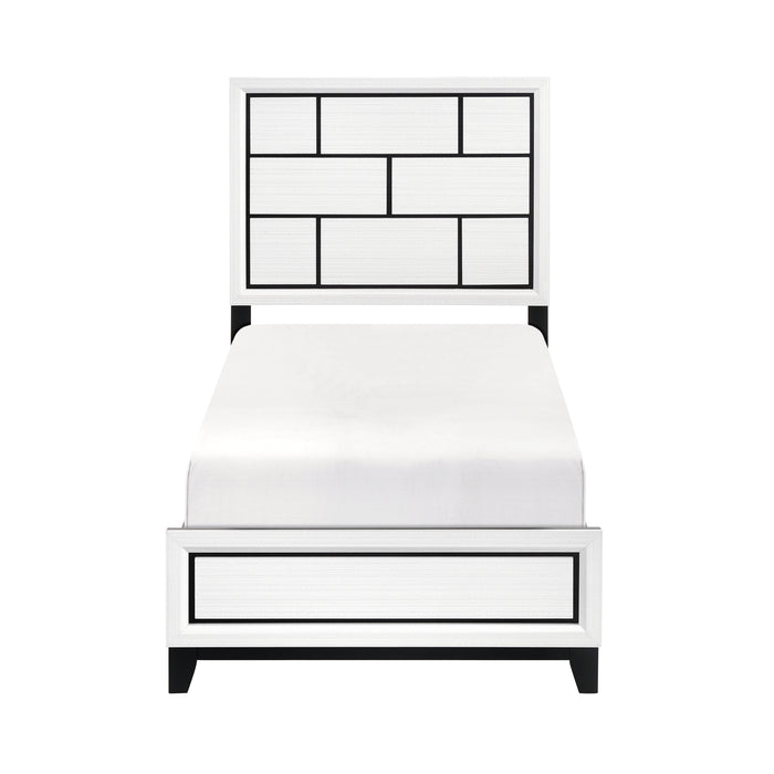Davi Twin Bed in Black/White - 1645WHT-1