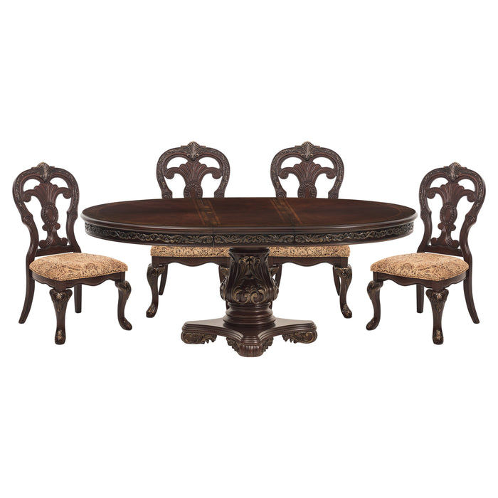 Deryn Park 5pc Set (TB+4S) in Cherry/Metallic Accent - Traditional - 2243-76*5