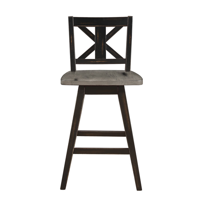 Amsonia Swivel Counter Height Chair, Black in Black/Gray - 5602-24BK