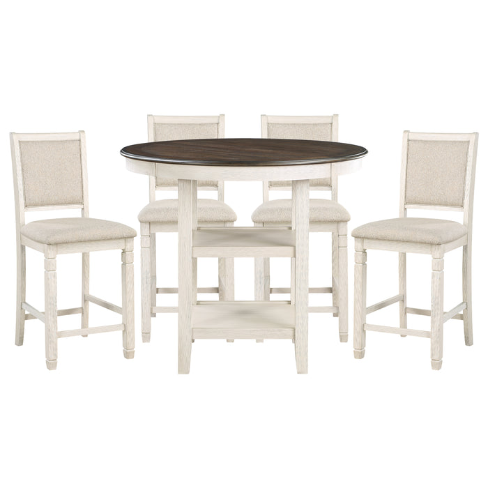 Asher 5pc Set (TB+4S) in Brown/White/Beige - 5800WH-36*5