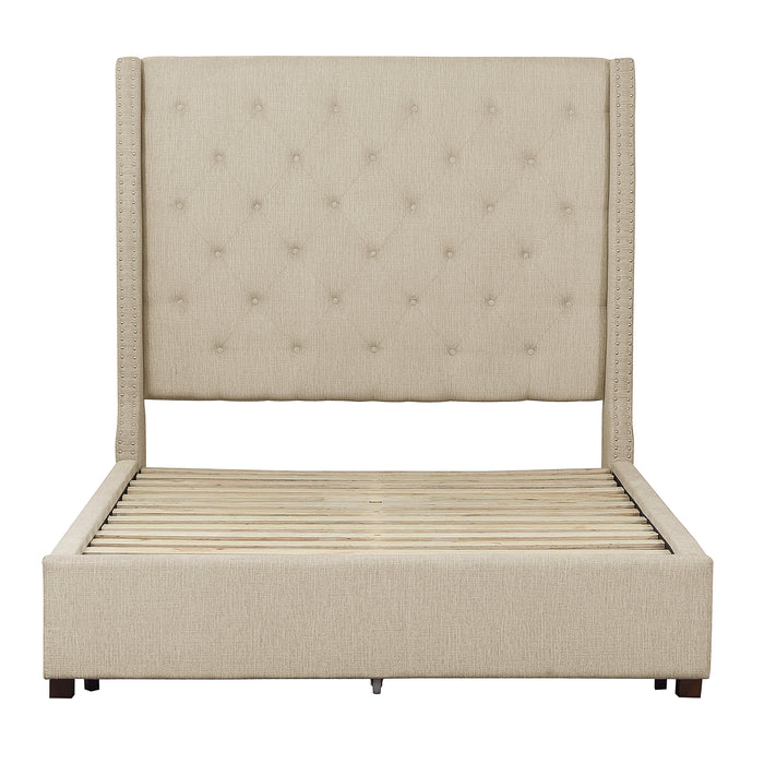 Fairborn Eastern King Platform Bed with Storage Footboard in Beige - 5877KBE-1EKDW