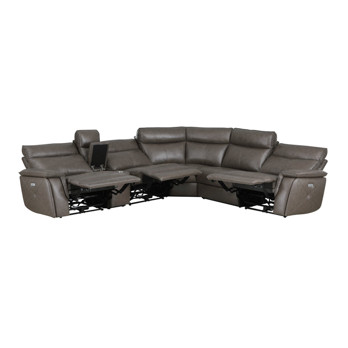 Maroni 6-Piece Modular Power Reclining Sectional with Power Headrests in Brown - 8259RFDB*6SCPWH