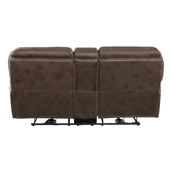 Proctor Power Double Reclining Loveseat with Center Console in Brown - 8517BRW-2PW