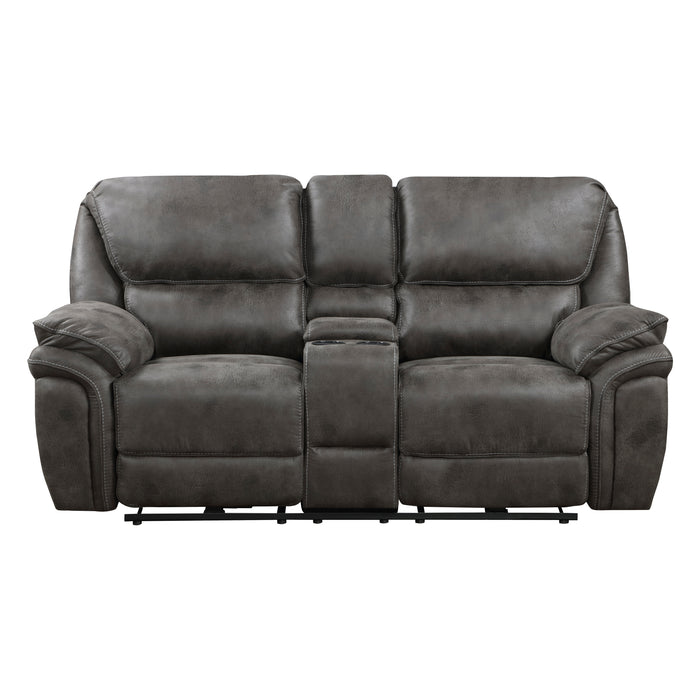Proctor Power Double Reclining Loveseat with Center Console in Gray - 8517GRY-2PW