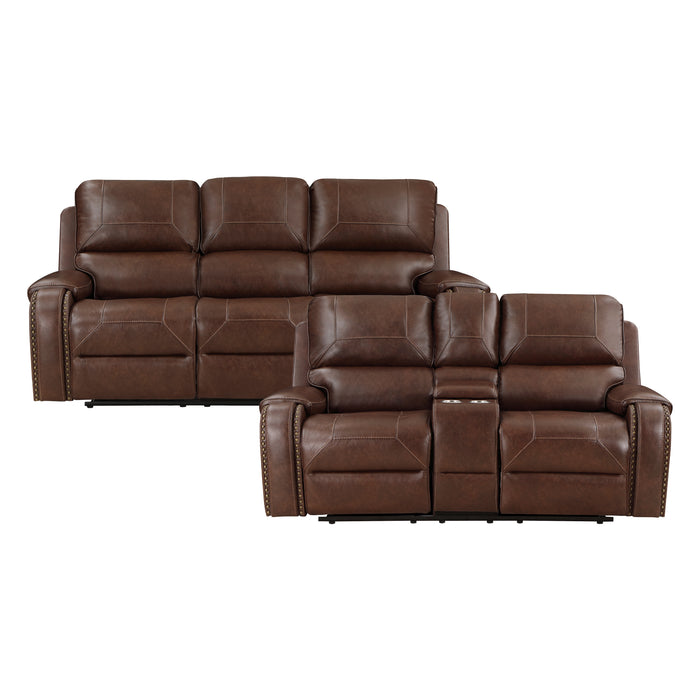 Newnan 2pc Set: Sofa, Love in Brown - 8549BRW*2
