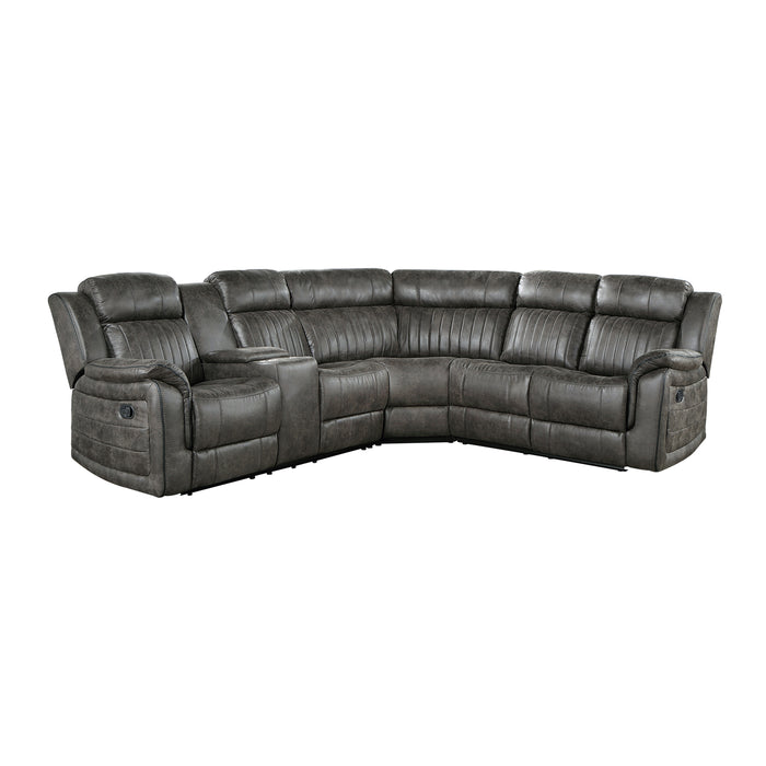 Centeroak 3-Piece Reclining Sectional with Left Console in Gray/Brown - 9479BRG*SC