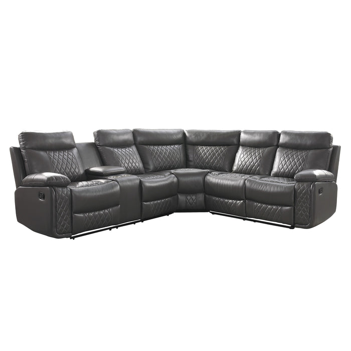 Socorro 3-Piece Reclining Sectional with Left Console in Gray - 9599GRY*SC