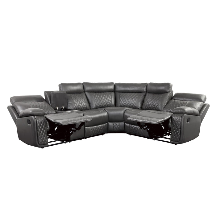Socorro 3-Piece Reclining Sectional with Left Console in Gray - 9599GRY*SC