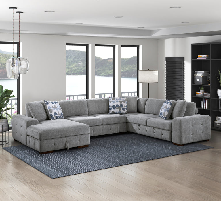 Raife 4-Piece Sectional with Left Chaise in Gray - 9624GY*42RLC