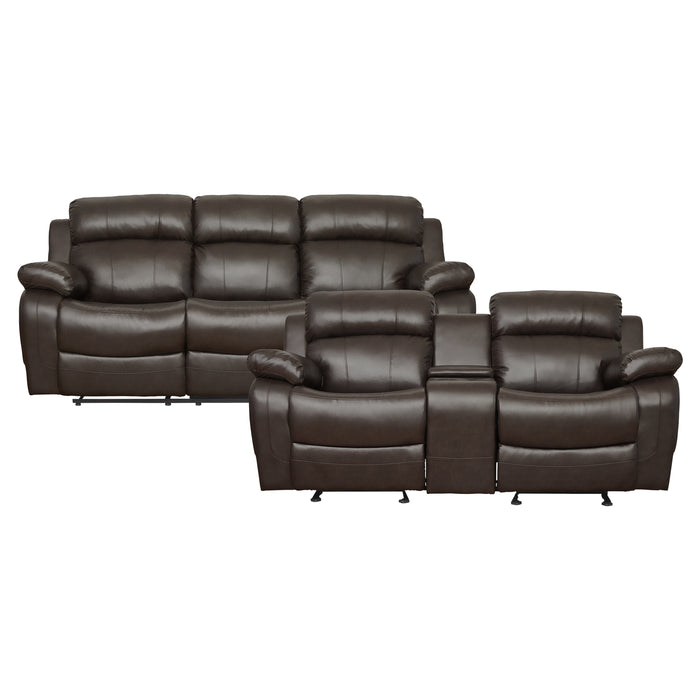 Marille 2pc Set: Sofa, Love in Brown - 9724BRW*2