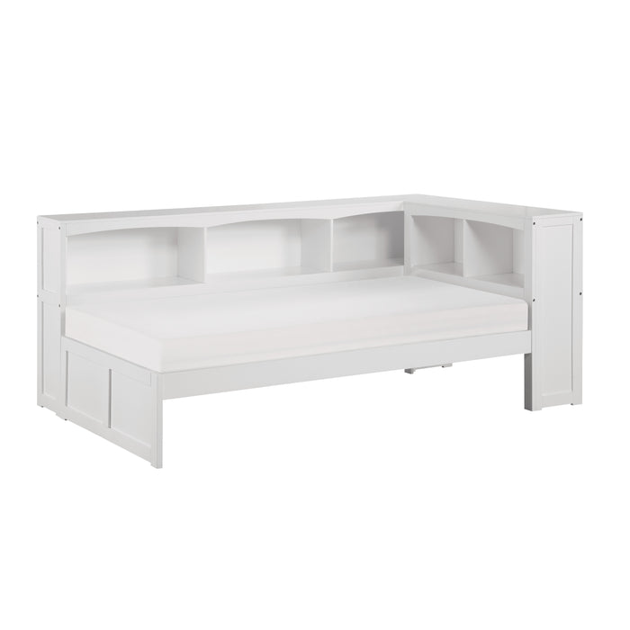 Galen (3) Twin Bookcase Corner Bed in White - B2053BCW-1BC*