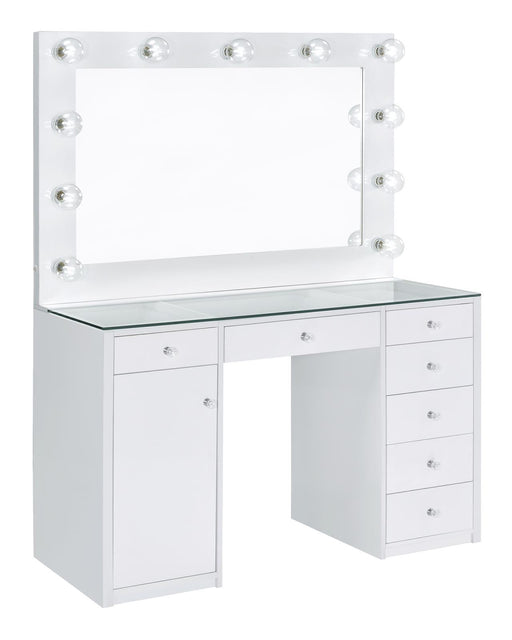 Percy 7-drawer Glass Top Vanity Desk with Lighting image